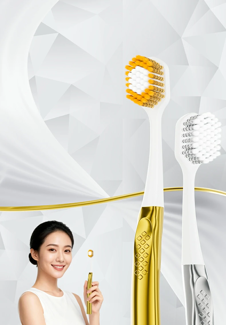 Custom Logo Gold Handle Replaceable Brush Head Toothbrush