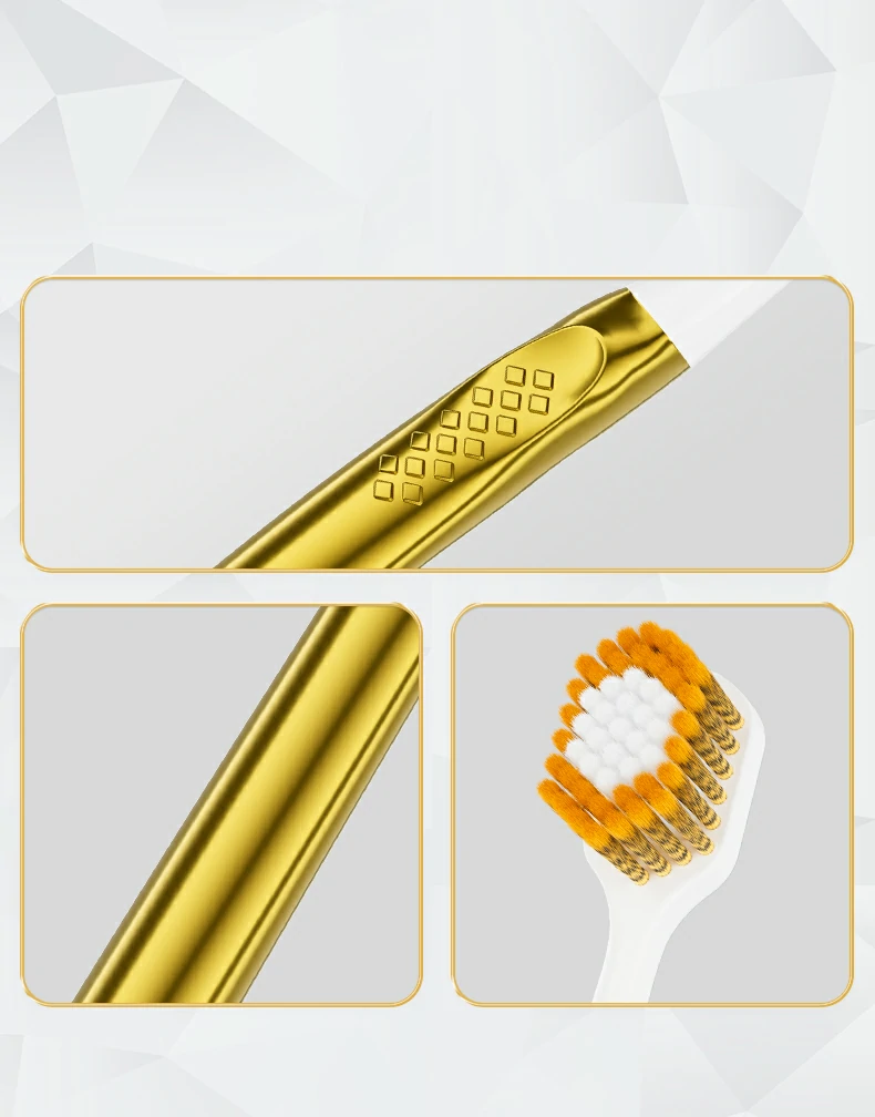 Custom Logo Gold Handle Replaceable Brush Head Toothbrush