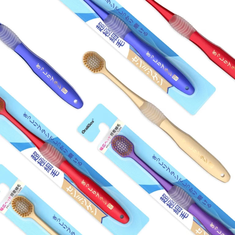 Toothbrush in professional packaging design showing complete product and protective materials