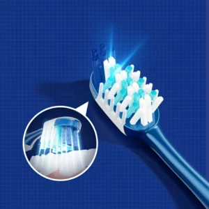 Illustration inspired by patented toothbrush tuft structures with intermingled bristles