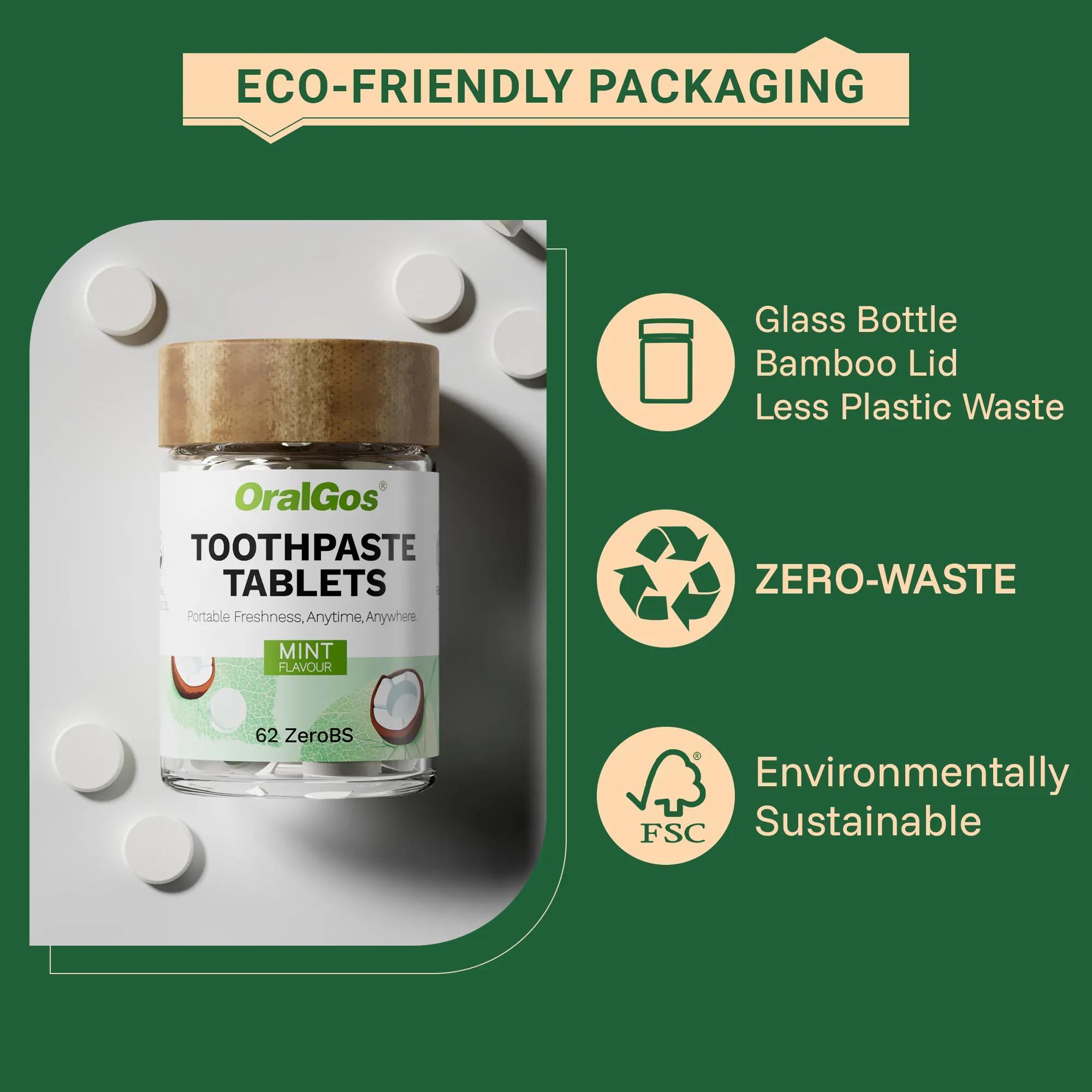 ZeroBS toothpaste tablets in sustainable packaging, example of eco oral care innovation