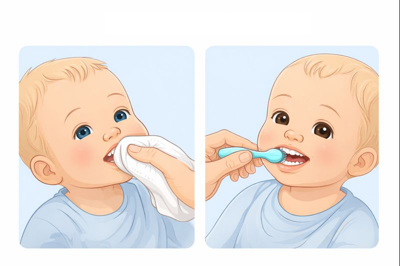 Infant oral care practices using soft toothbrush or cloth