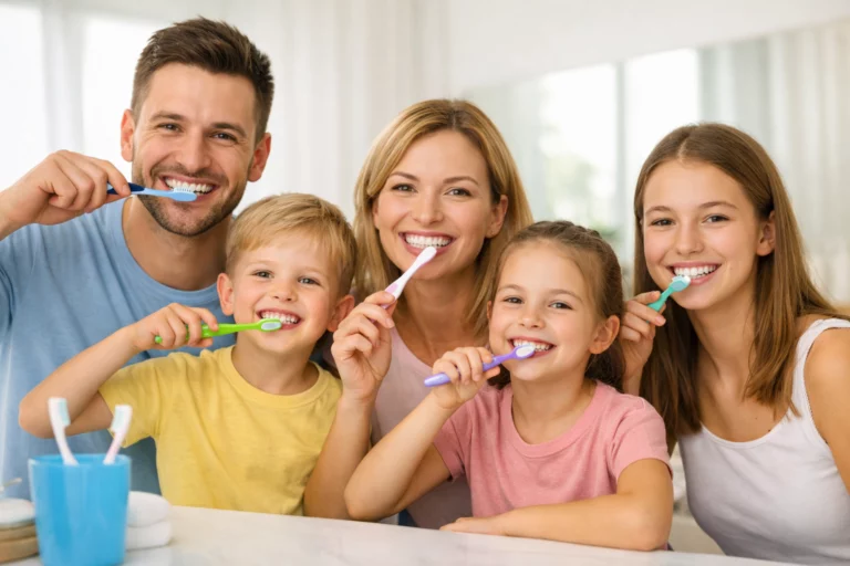 Healthy kids oral care routines with parents