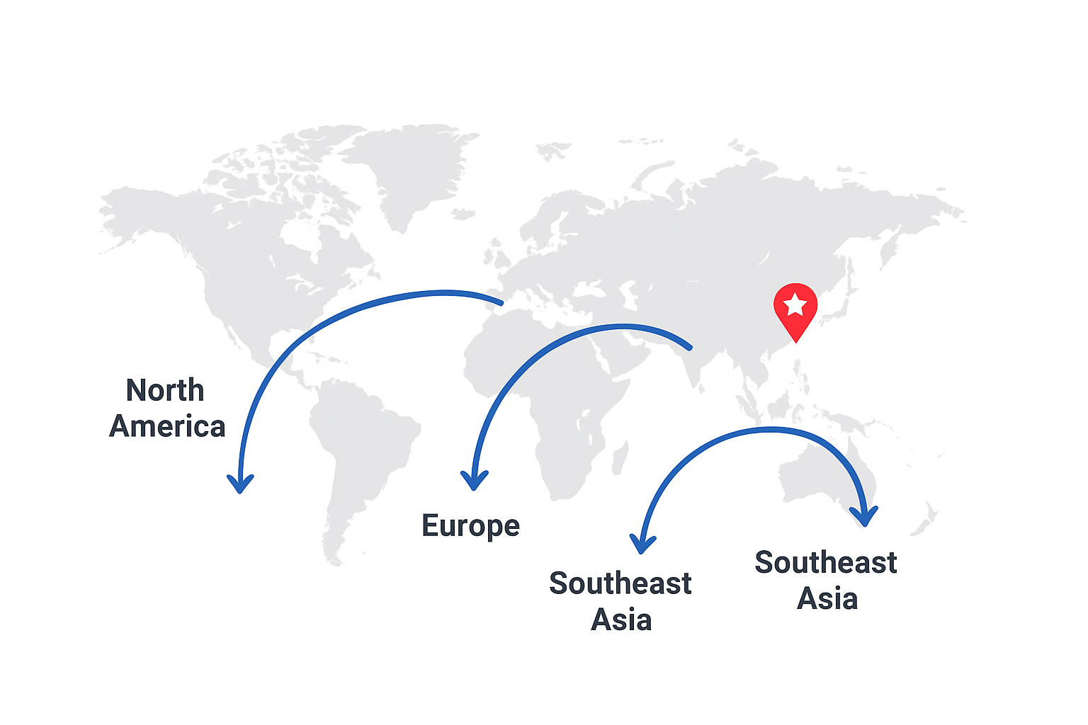 Global export map of OEM oral care products from China factory