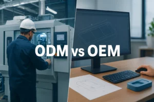 Visual comparison of ODM vs OEM showing product design and manufacturing processes