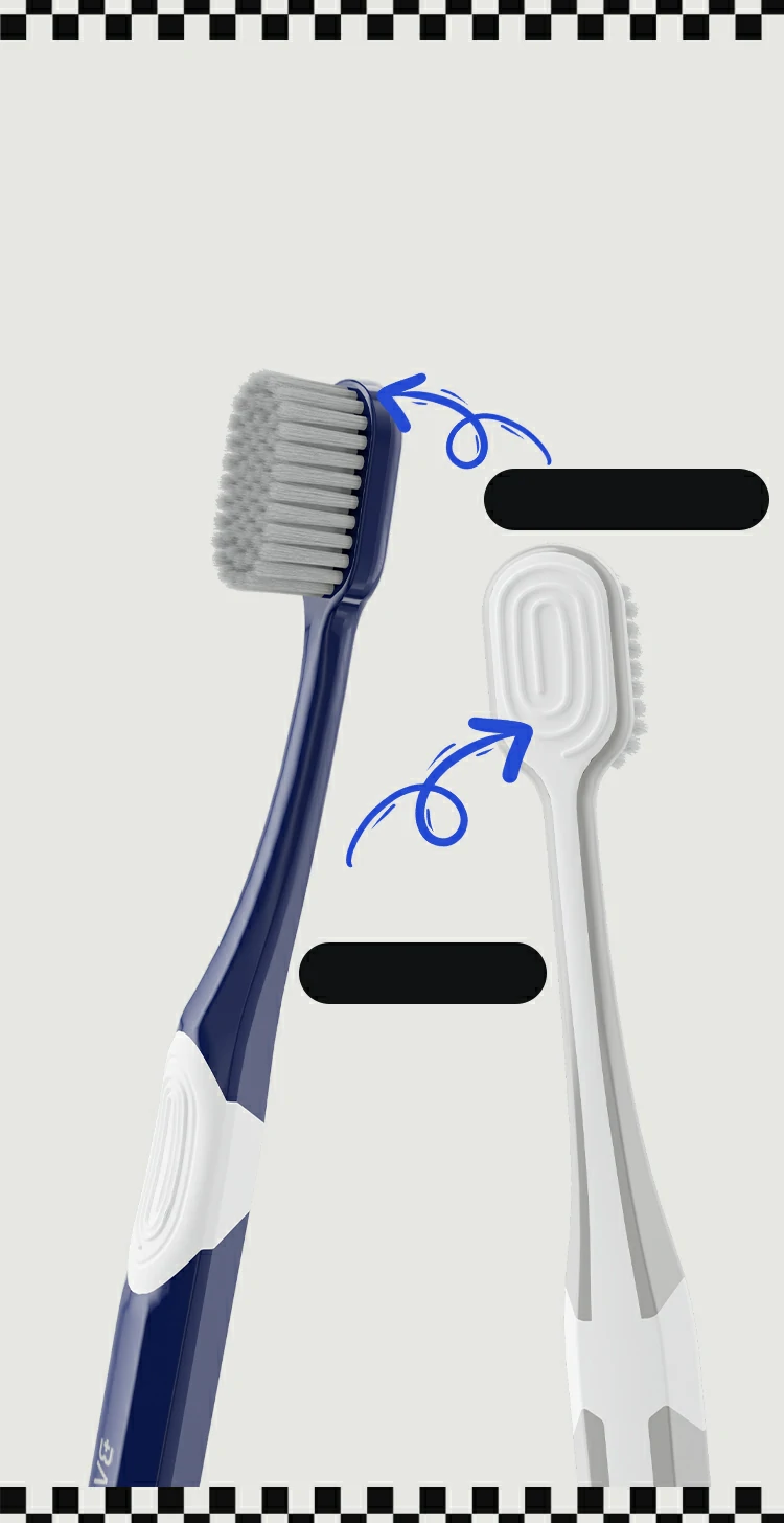 Soft Rubber Toothbrush with Built-In Tongue Brush