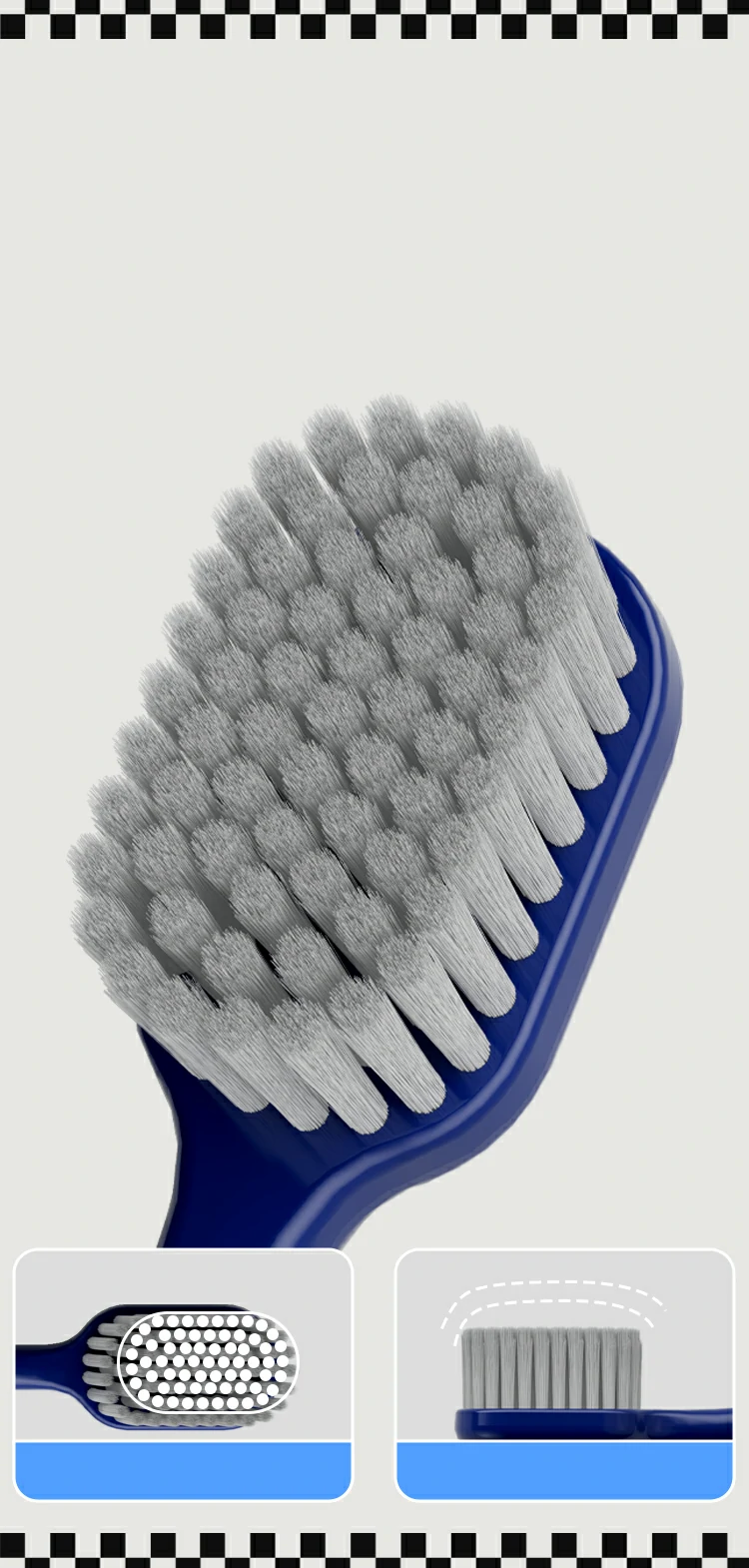 Soft Rubber Toothbrush with Built-In Tongue Brush