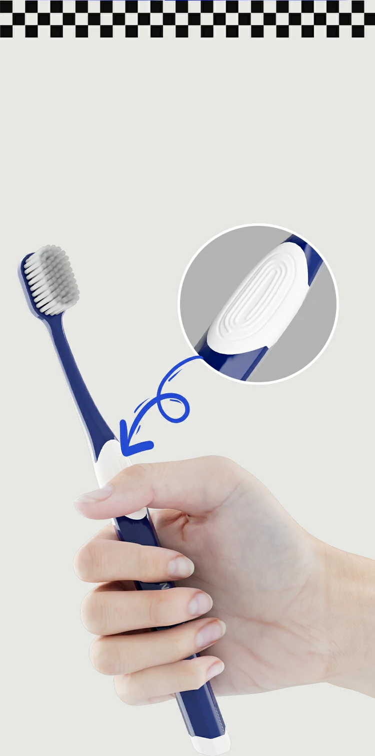 Soft Rubber Toothbrush with Built-In Tongue Brush