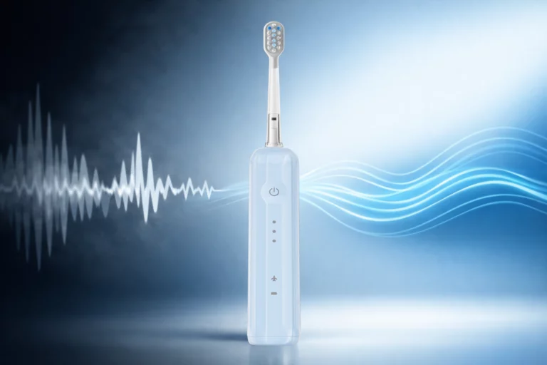 Electric toothbrush design illustrating noise reduction and smooth vibration technology