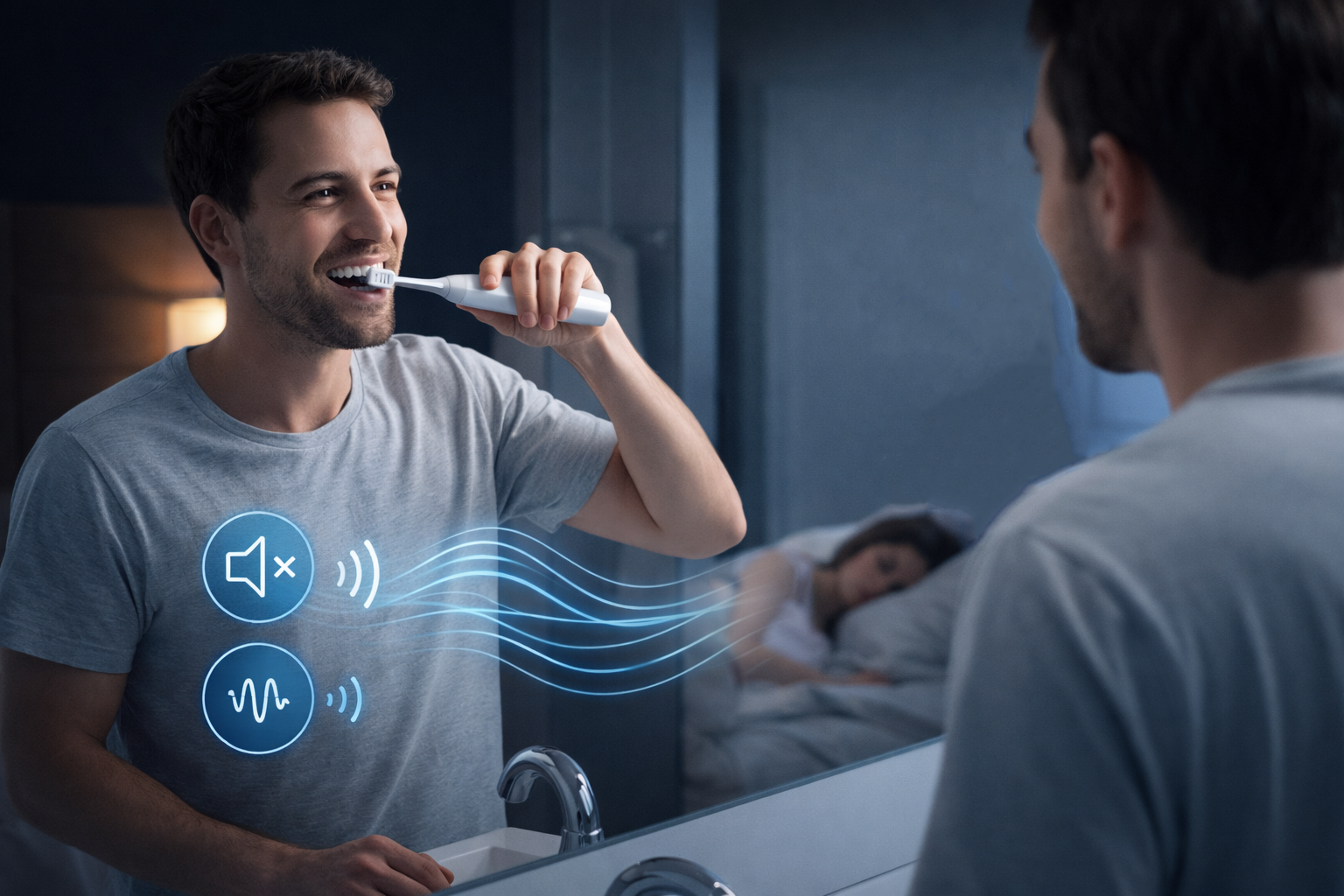 Quiet electric toothbrush improving user comfort during daily brushing