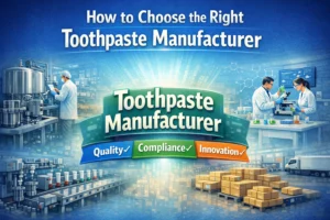 Infographic showing key aspects to consider when choosing a toothpaste manufacturer