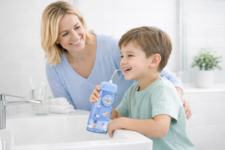 Kids water flosser designed for safe and gentle oral care under parental supervision