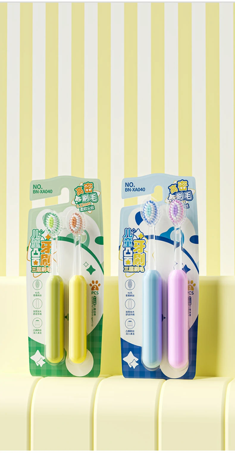 Children Soft Toothbrush with Tri-Level Bristles