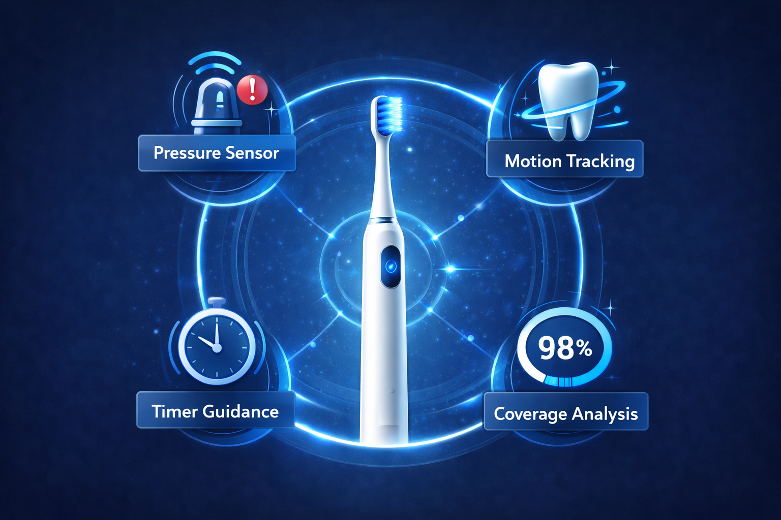 smart toothbrush sensors and brushing feedback technology diagram