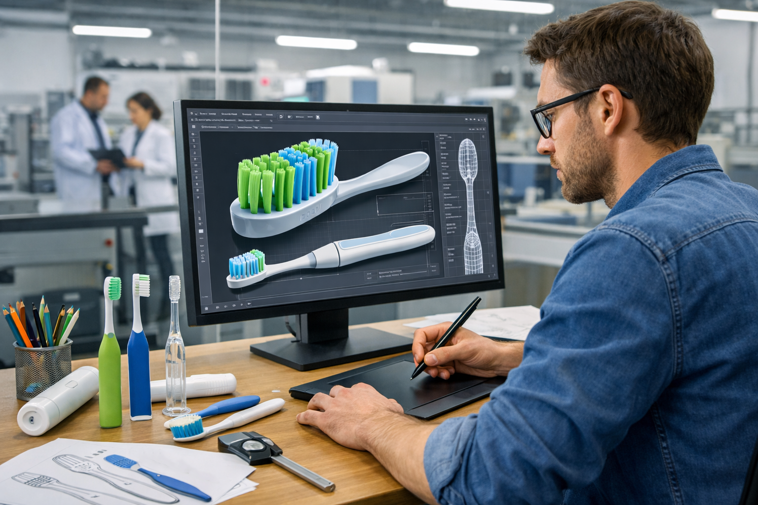 Toothbrush design and prototyping in a modern factory