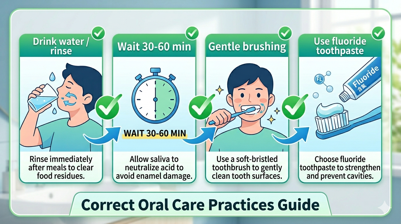 healthy oral care routine after eating steps enamel protection guide