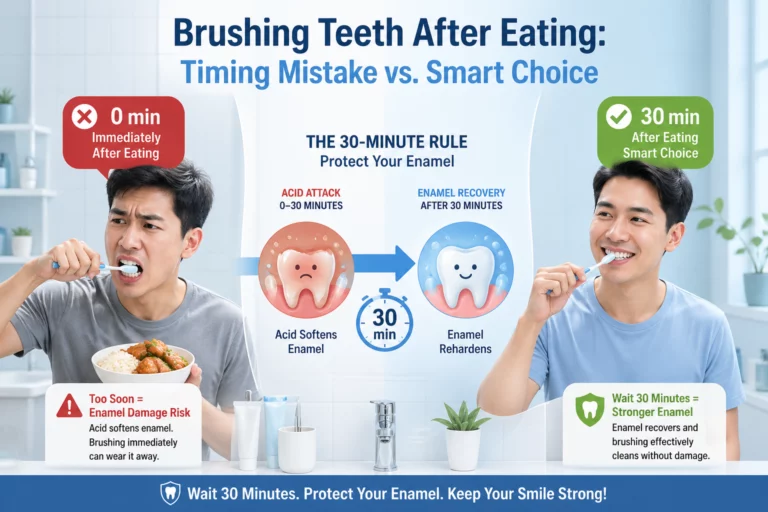 brushing teeth after eating immediately vs waiting enamel protection comparison