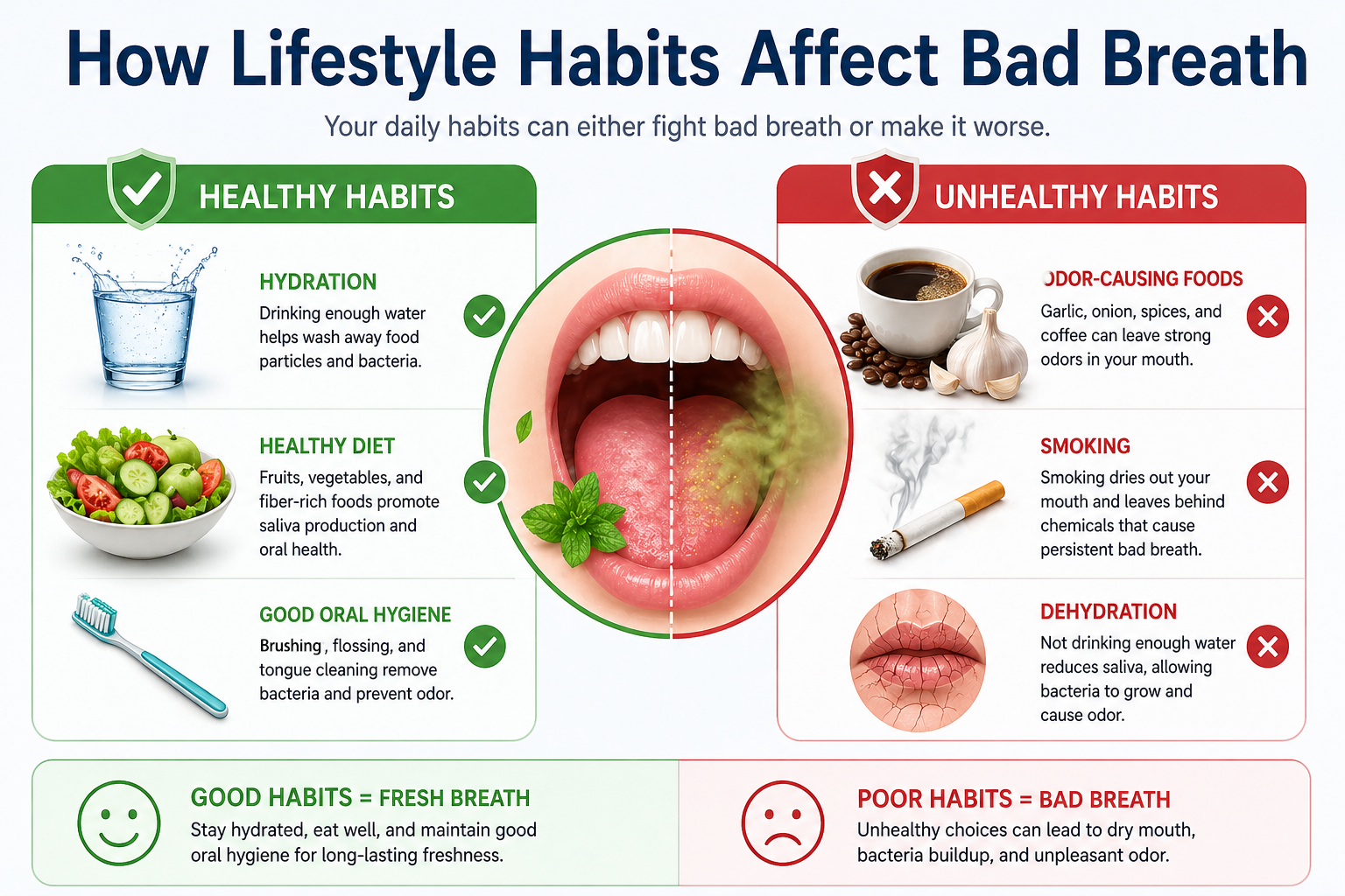 lifestyle factors affecting bad breath including diet smoking and hydration