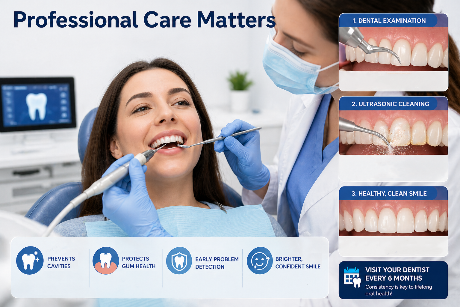 professional dental cleaning removes plaque buildup and tartar at clinic