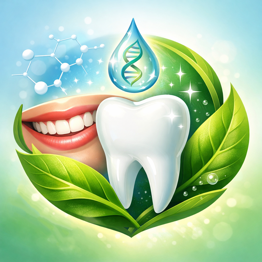 conceptual illustration highlighting gentle and effective oral care with enzyme toothpaste