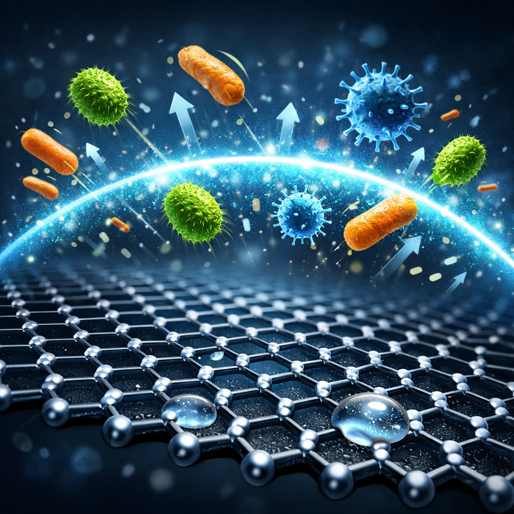 graphene antibacterial structure preventing bacteria growth