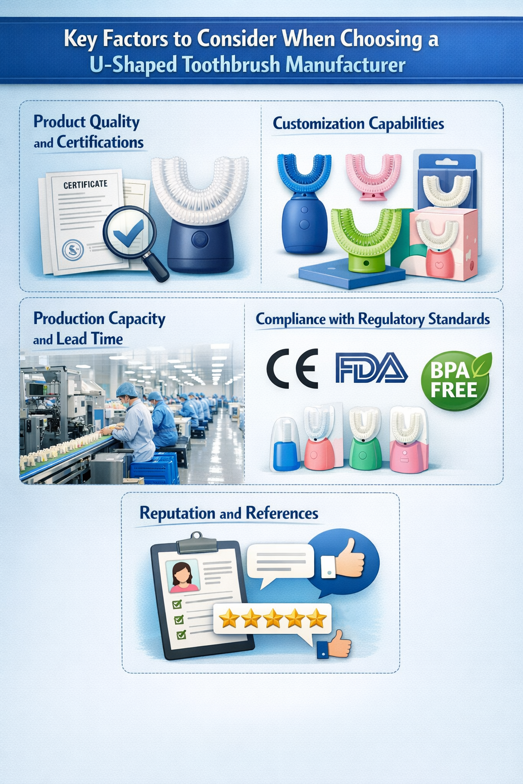 key factors to evaluate when selecting a U-shaped toothbrush manufacturer
