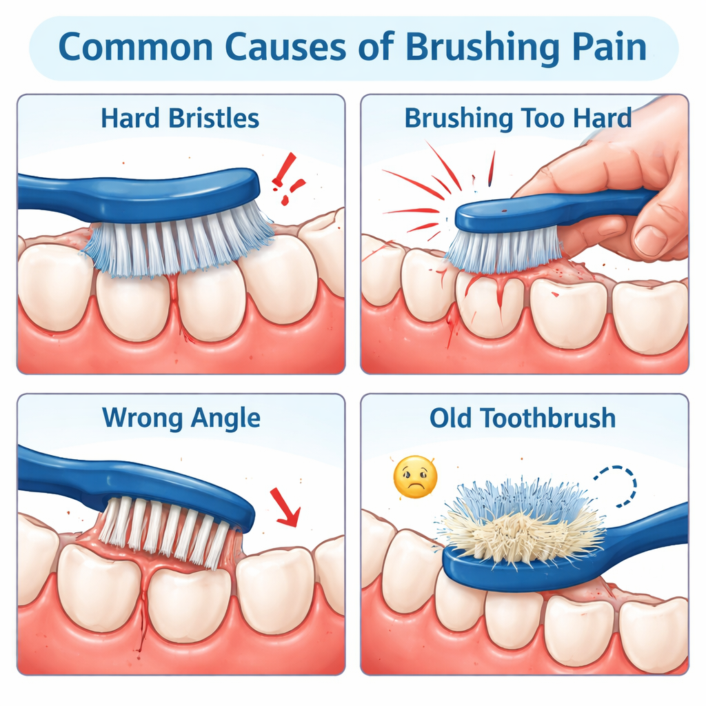 common causes of toothbrush hurting gums hard bristles and pressure