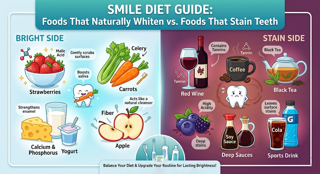 Foods That Stain Teeth vs. Natural Whiteners