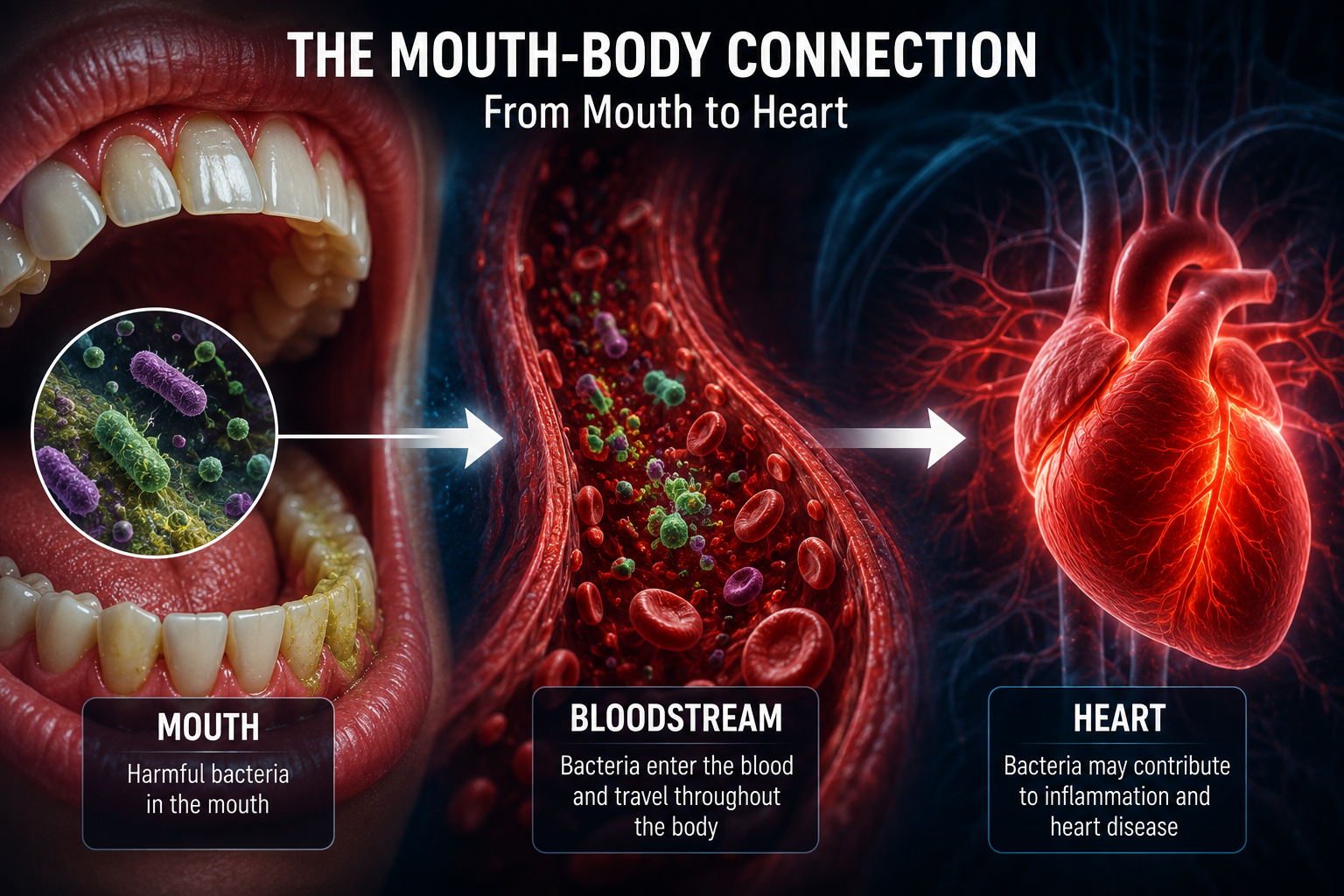 mouth body connection bacteria traveling from mouth to heart bloodstream