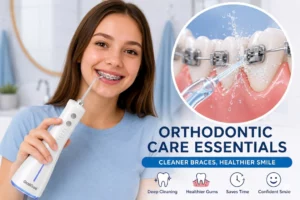 orthodontic care with water flosser for cleaning braces effectively