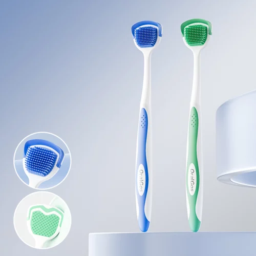 Tongue Scraper Brush with double-sided soft rubber design