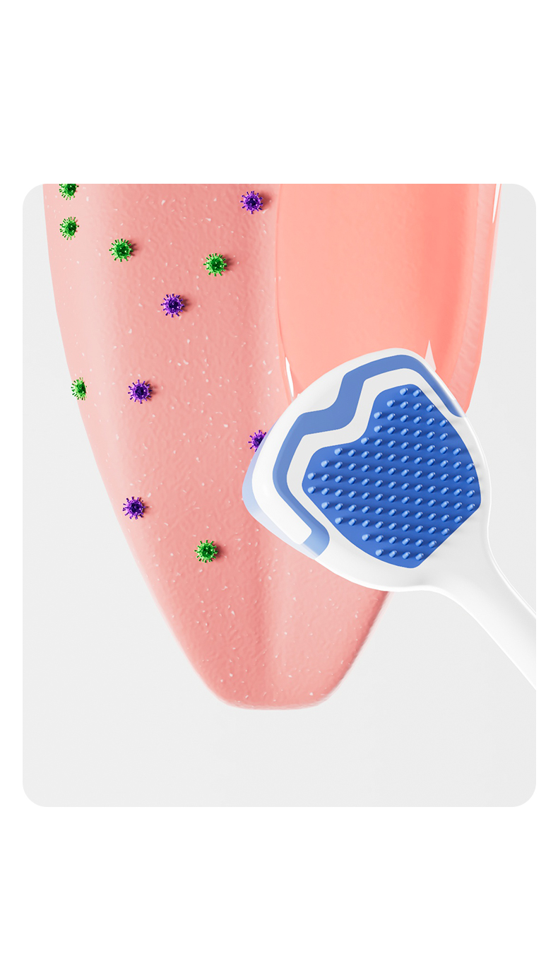 Double-sided Tongue Scraper Brush for deeper cleaning