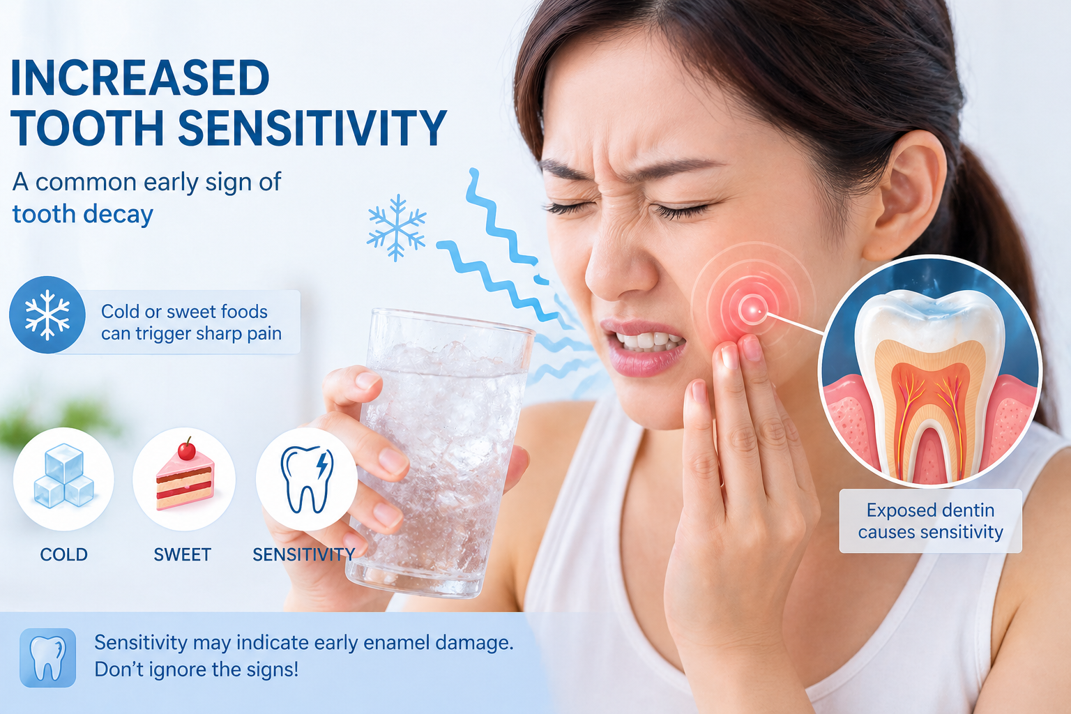 tooth sensitivity from cold drinks as an early sign of tooth decay