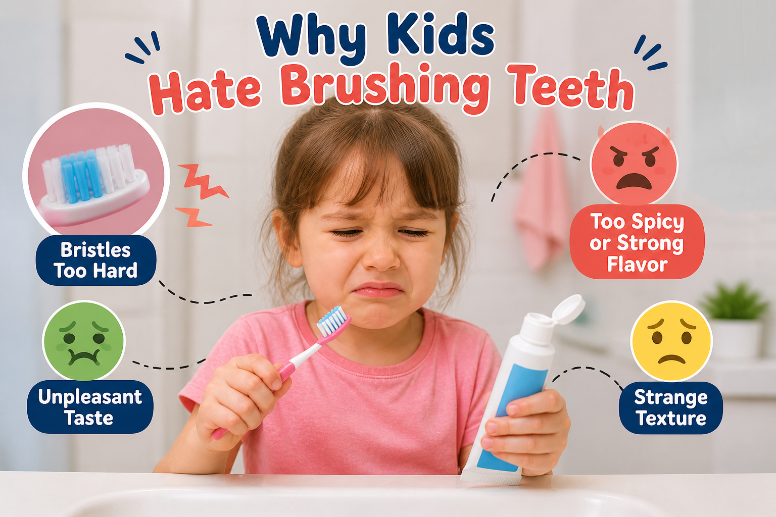 kids hate brushing teeth due to sensory discomfort and toothpaste taste