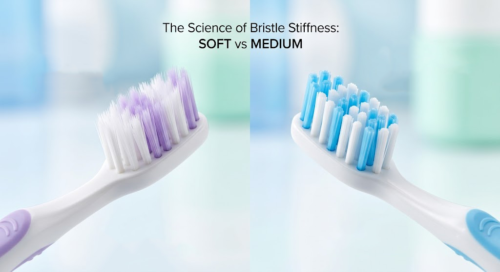 Soft vs medium toothbrush bristle stiffness comparison for daily dental care