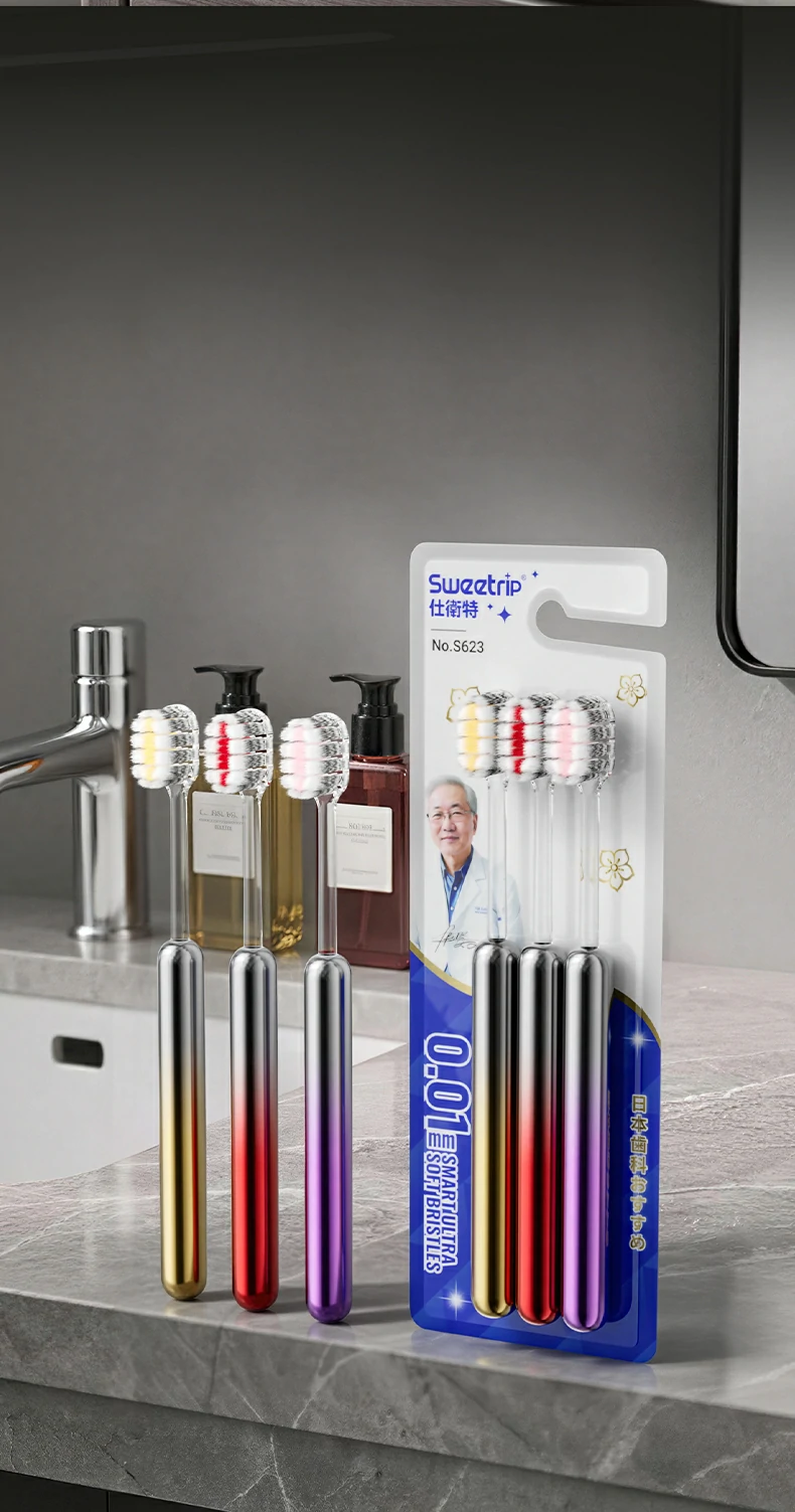 Sweetrip Electroplated Ultra Soft Manual Toothbrush 3 Pack