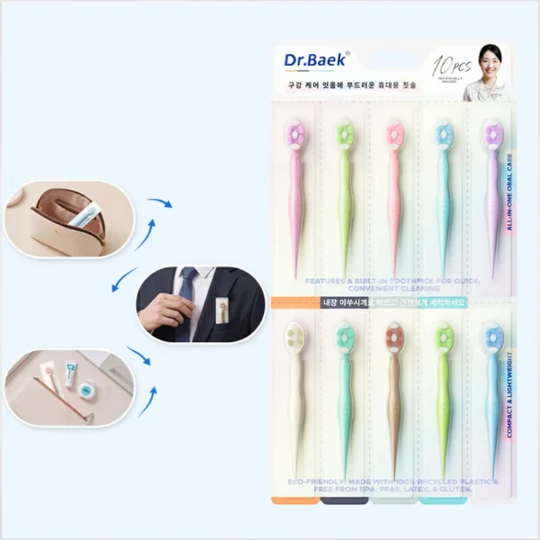 3-in-1 Travel Toothbrush with Tongue Scraper & Toothpick