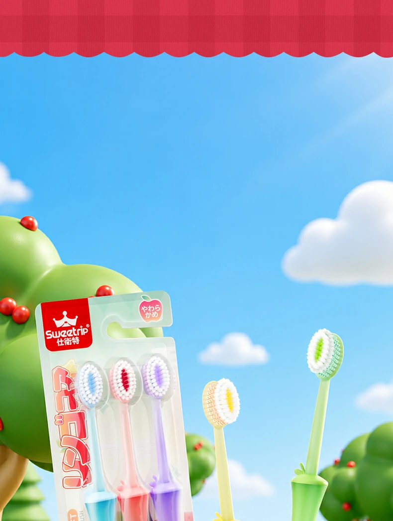 Apple Core Handle Triple Level Soft Toothbrush