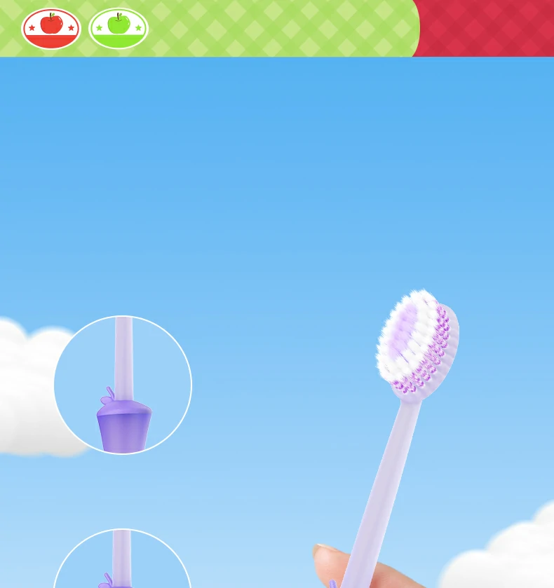 Apple Core Handle Triple Level Soft Toothbrush