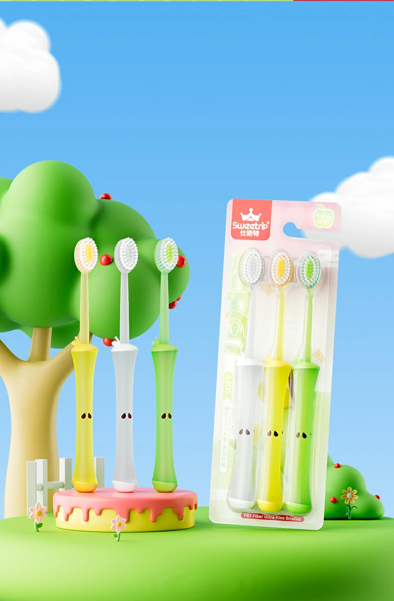 Apple Core Handle Triple Level Soft Toothbrush