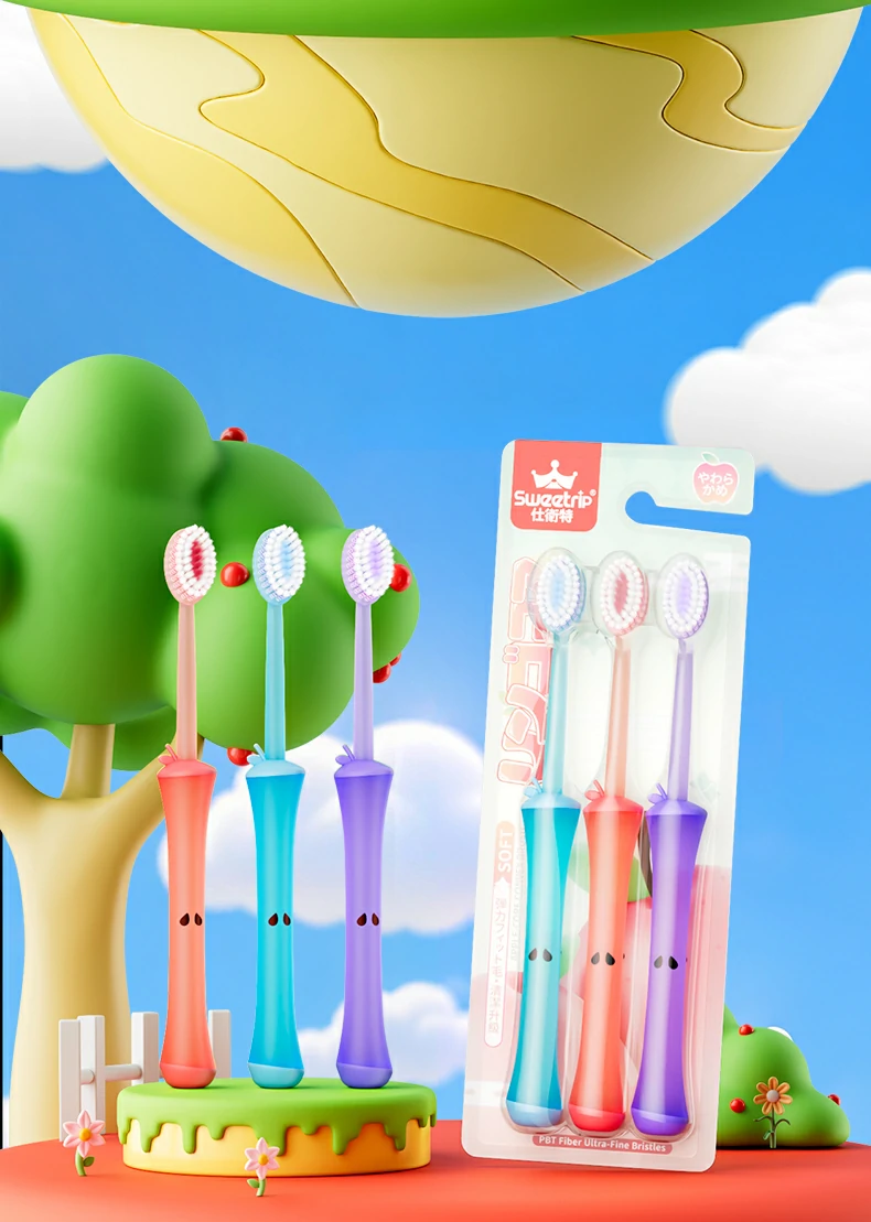 Apple Core Handle Triple Level Soft Toothbrush
