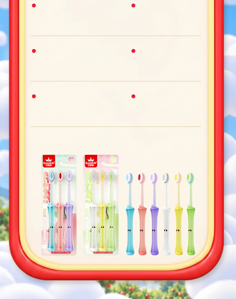 Apple Core Handle Triple Level Soft Toothbrush