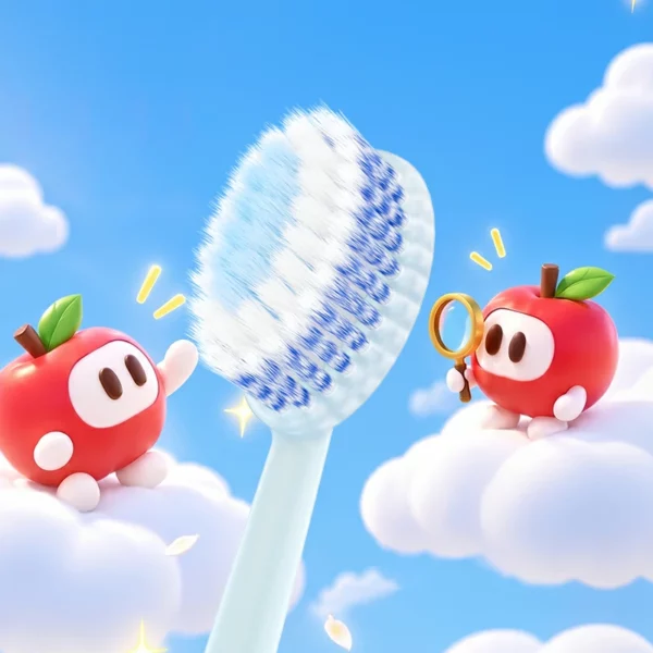 Triple Level Soft Toothbrush (2) Apple Core Handle Triple Level Soft Toothbrush