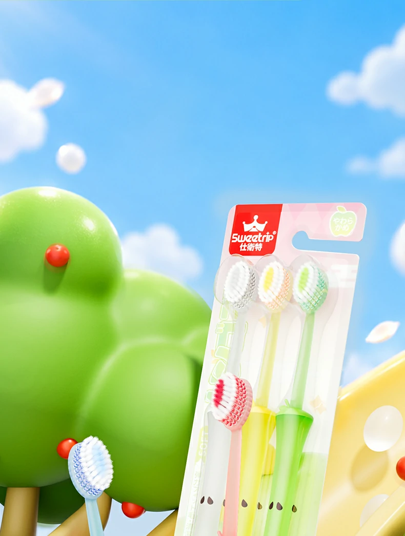 Apple Core Handle Triple Level Soft Toothbrush