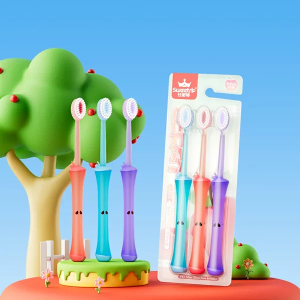 Triple Level Soft Toothbrush (8) Apple Core Handle Triple Level Soft Toothbrush