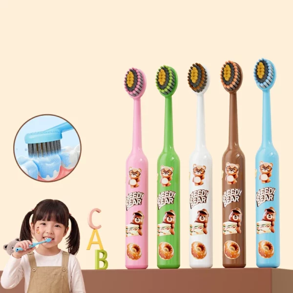 Ultra Soft Kids Toothbrush (1) Cartoon Bear Ultra Soft Kids Toothbrush (5-Pack) – High-Density PBT Bristles