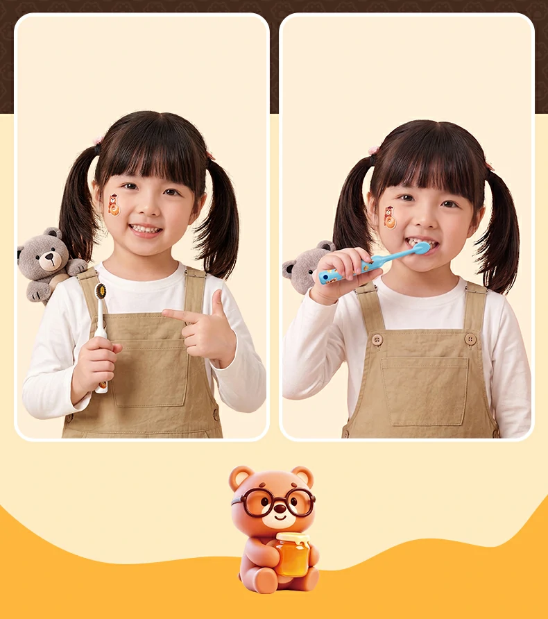 Cartoon Bear Ultra Soft Kids Toothbrush (5-Pack) – High-Density PBT Bristles