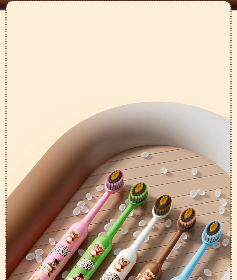 Cartoon Bear Ultra Soft Kids Toothbrush (5-Pack) – High-Density PBT Bristles