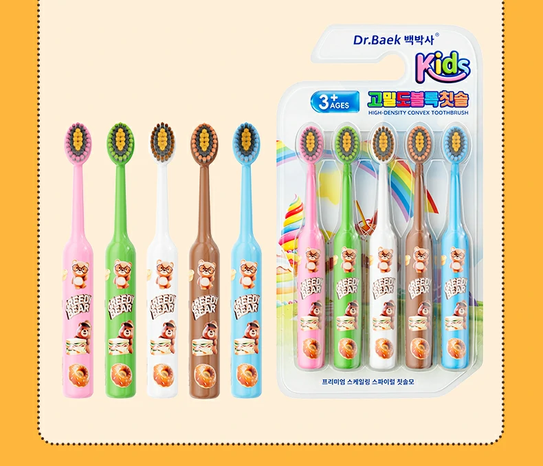 Cartoon Bear Ultra Soft Kids Toothbrush (5-Pack) – High-Density PBT Bristles