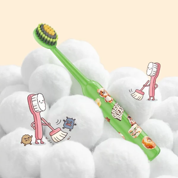 Ultra Soft Kids Toothbrush (6) Cartoon Bear Ultra Soft Kids Toothbrush (5-Pack) – High-Density PBT Bristles